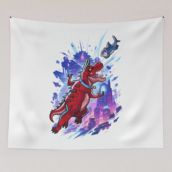 Item preview, Devil Dino vs Jeff the land shark designed and sold by Zubavibe.