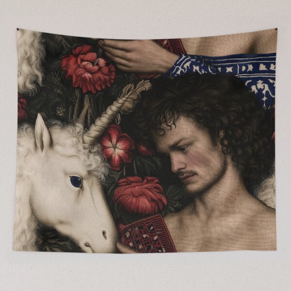 Item preview, Man and Unicorn Medieval Tapestry Style designed and sold by JaimeLikes.