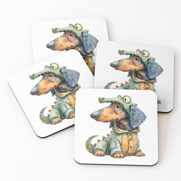 Item preview, Dachshund in Dragon Costume Watercolor designed and sold by NadinArtStudio.
