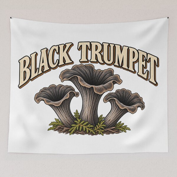 Item preview, Black Trumpet Mushroom Vintage Foraging Design designed and sold by OddHobbyClub.