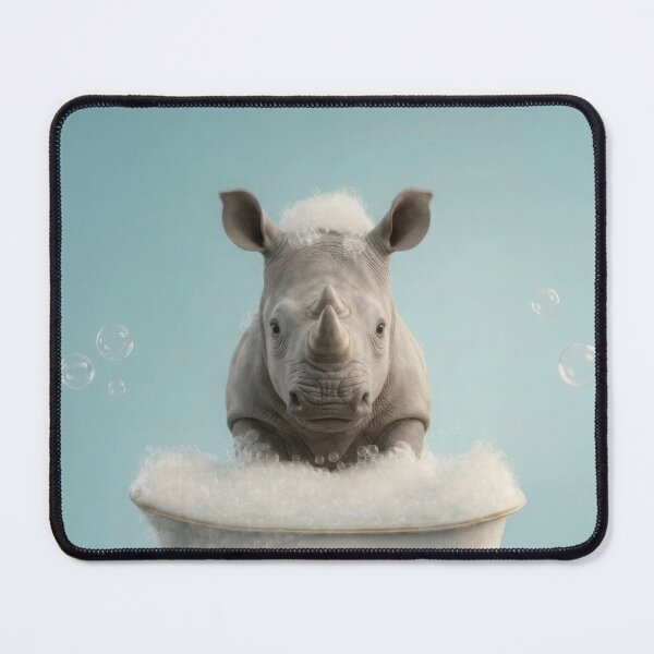 Item preview, Baby Rhinoceros Bubble Bath Cute Nursery Bathroom Wall Art designed and sold by LazyOwlStore.