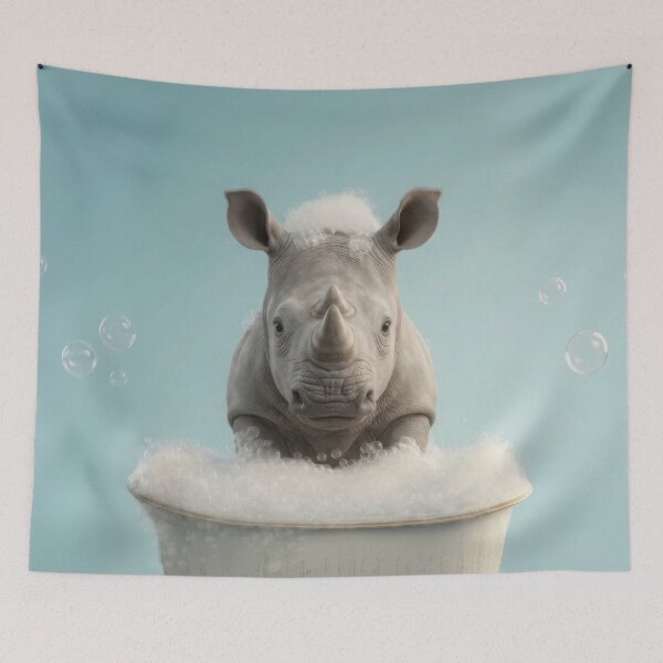 Item preview, Baby Rhinoceros Bubble Bath Cute Nursery Bathroom Wall Art designed and sold by LazyOwlStore.