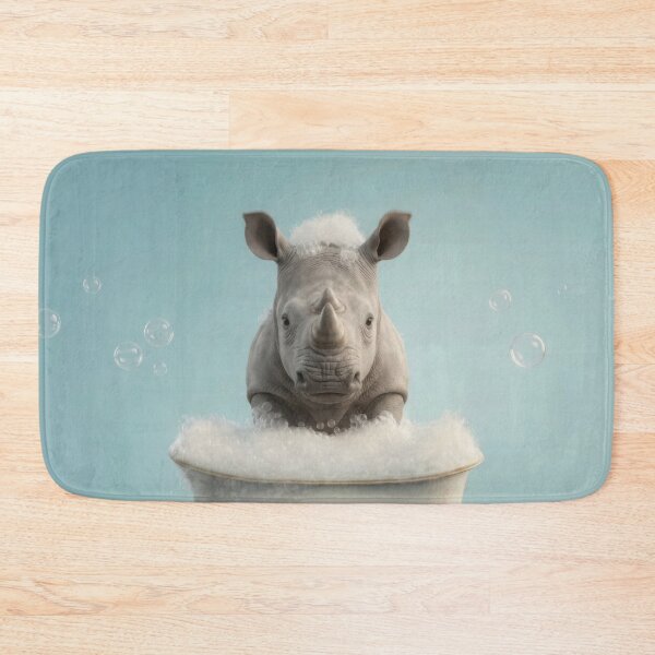 Item preview, Baby Rhinoceros Bubble Bath Cute Nursery Bathroom Wall Art designed and sold by LazyOwlStore.