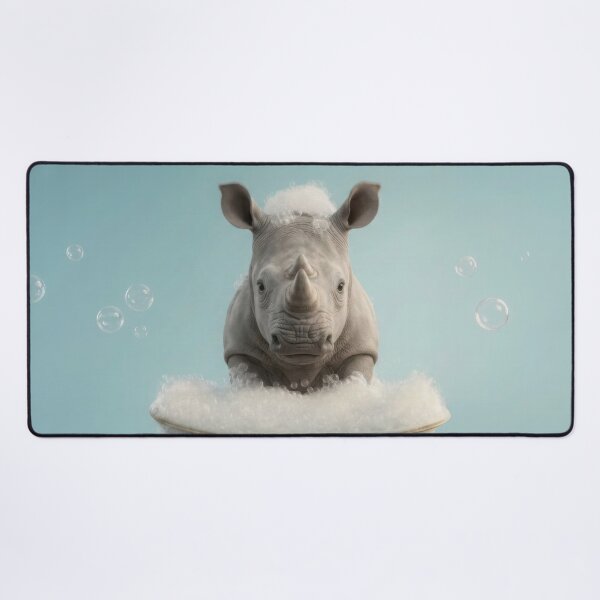 Item preview, Baby Rhinoceros Bubble Bath Cute Nursery Bathroom Wall Art designed and sold by LazyOwlStore.