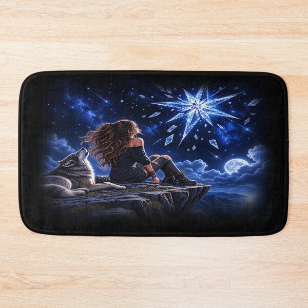 Item preview, Born Under a Broken Star – Wolf and Cosmic Night designed and sold by TroviTutto.