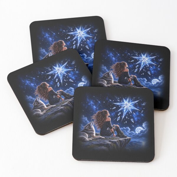 Item preview, Born Under a Broken Star – Wolf and Cosmic Night designed and sold by TroviTutto.