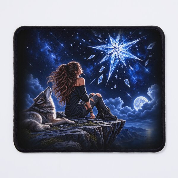 Item preview, Born Under a Broken Star – Wolf and Cosmic Night designed and sold by TroviTutto.