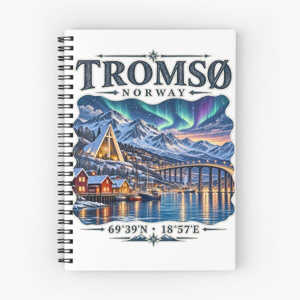 Item preview, Tromsø Norway Northern Lights Travel Art – Arctic City & Fjord designed and sold by ChicClicker.