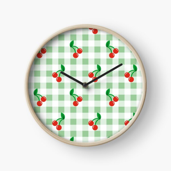 Item preview, Gingham and Cherries Pattern Light Green and White  designed and sold by Pinkdeer Designs.