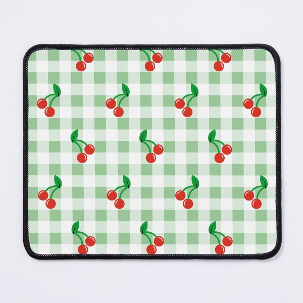 Item preview, Gingham and Cherries Pattern Light Green and White  designed and sold by Pinkdeer Designs.