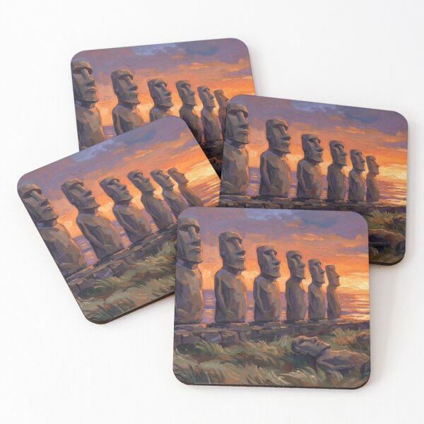 Item preview, Moai at Sunset Easter Island designed and sold by RedPeaStudio.