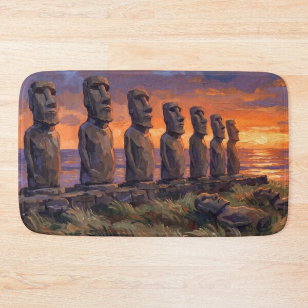 Item preview, Moai at Sunset Easter Island designed and sold by RedPeaStudio.
