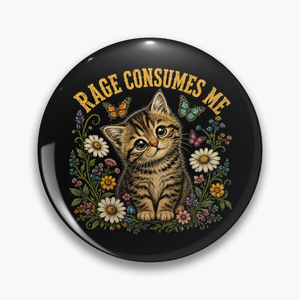 Item preview, Rage Consumes Me Cute Kitten Floral Butterfly Vintage Art designed and sold by WILLIAMS-BR.