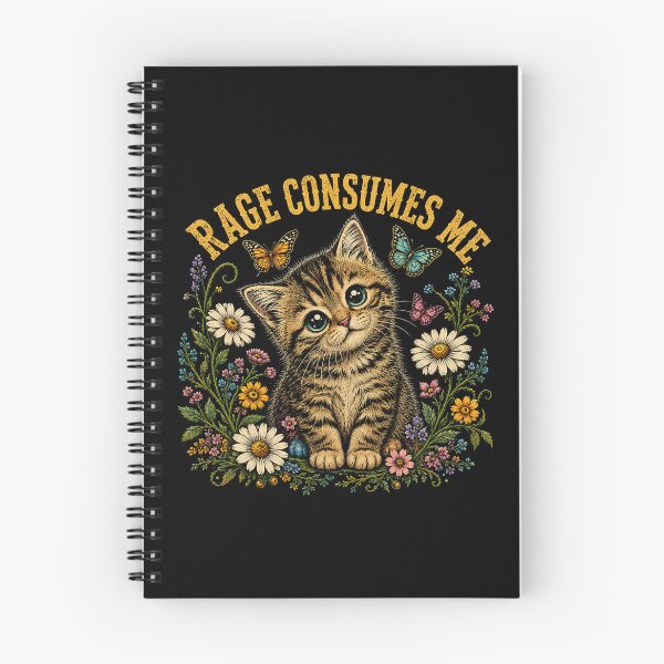 Item preview, Rage Consumes Me Cute Kitten Floral Butterfly Vintage Art designed and sold by WILLIAMS-BR.