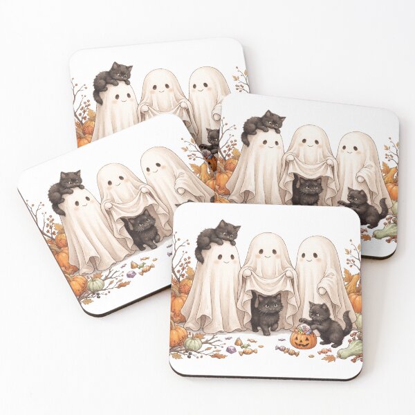 Item preview, Cute Ghosts and Black Kittens Halloween designed and sold by Steele-Art.