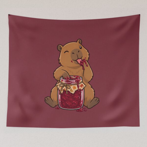 Item preview, Autumn Capybara Enjoying Homemade Preserves designed and sold by Ivy-Triggs.