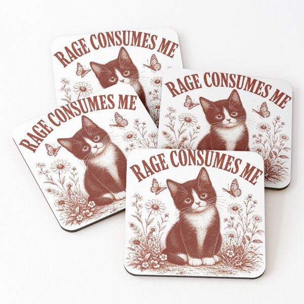 Item preview, Rage Consumes Me Cute Kitten Vintage Floral Design designed and sold by WILLIAMS-BR.