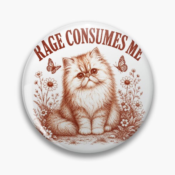 Item preview, Rage Consumes Me – Grumpy Fluffy Cat Vintage Floral Design designed and sold by WILLIAMS-BR.