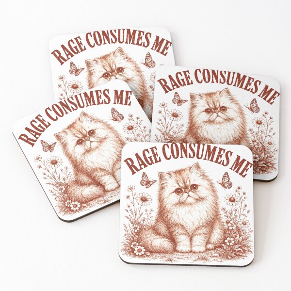 Item preview, Rage Consumes Me – Grumpy Fluffy Cat Vintage Floral Design designed and sold by WILLIAMS-BR.