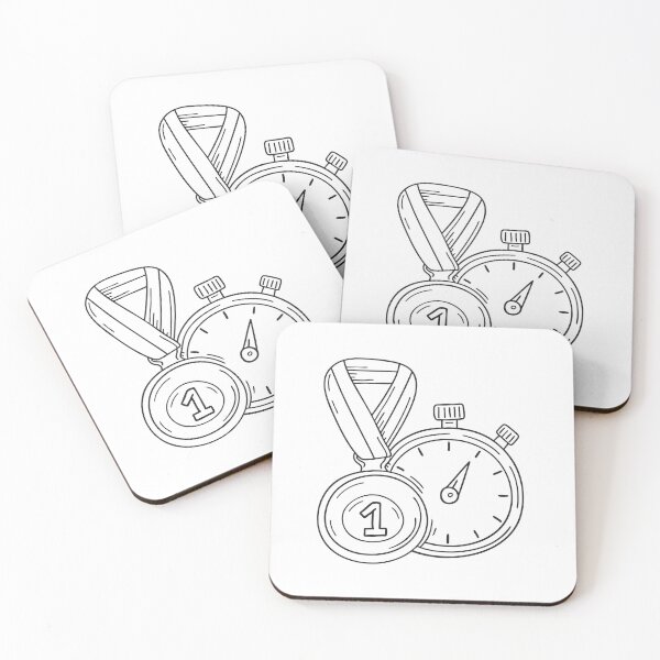 Item preview, Doodle illustration of a varsity medal beside a stopwatch designed and sold by rasagamastore.