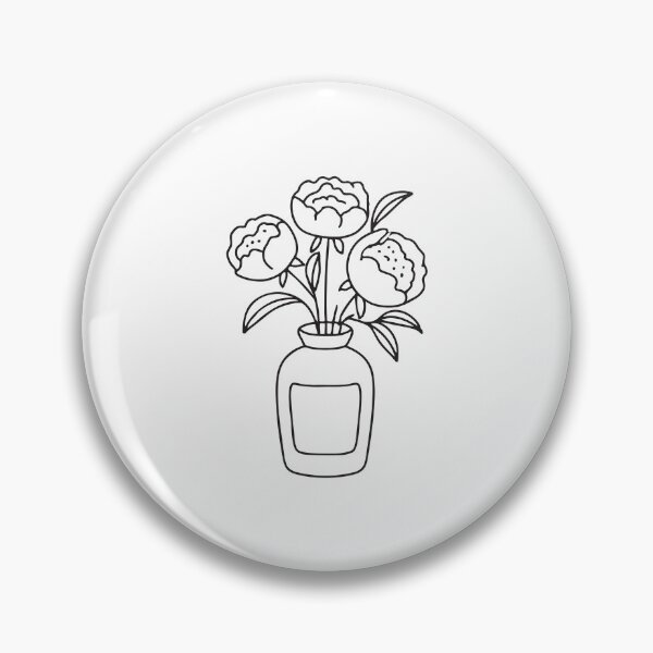 Item preview, Doodle illustration of a vase containing peonies designed and sold by rasagamastore.