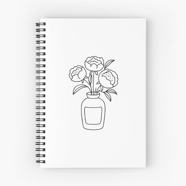 Item preview, Doodle illustration of a vase containing peonies designed and sold by rasagamastore.