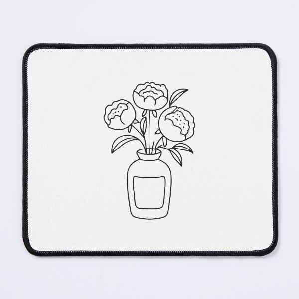 Item preview, Doodle illustration of a vase containing peonies designed and sold by rasagamastore.