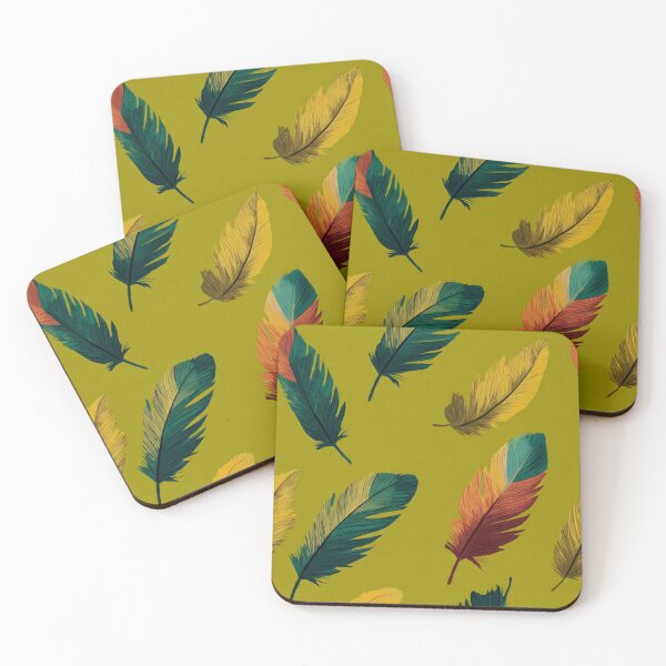Item preview, Colorful Feather Pattern Olive Green Illustration designed and sold by REDCLASH2002.