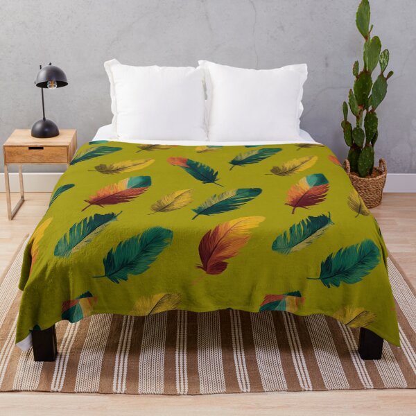 Item preview, Colorful Feather Pattern Olive Green Illustration designed and sold by REDCLASH2002.