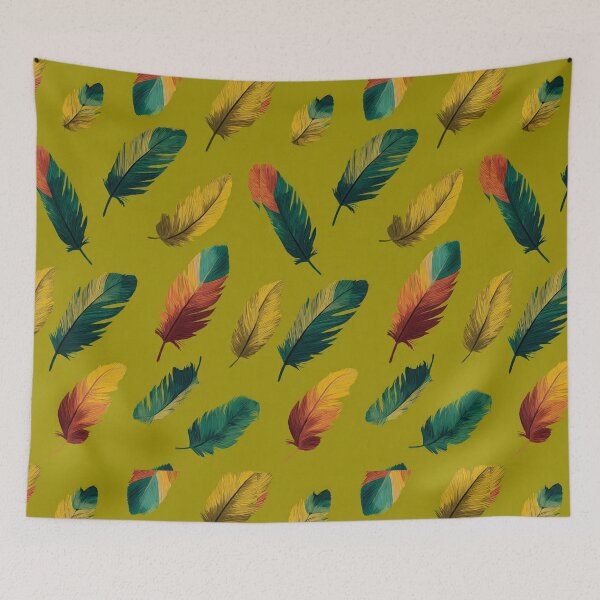 Item preview, Colorful Feather Pattern Olive Green Illustration designed and sold by REDCLASH2002.