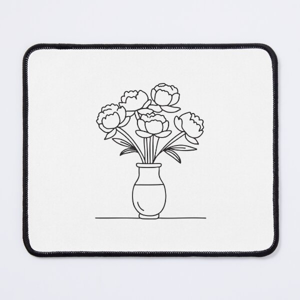 Item preview, Doodle illustration of a vase with peony flowers designed and sold by rasagamastore.