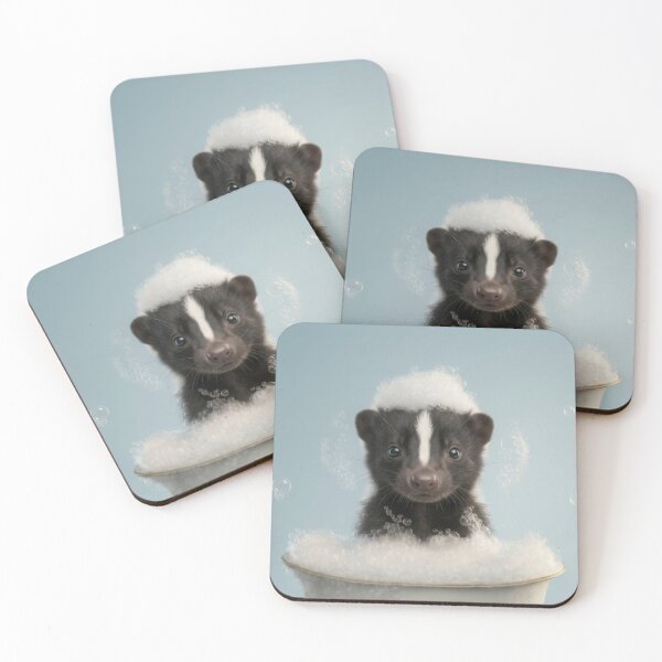 Item preview, Baby Skunk Bubble Bath Cute Nursery Bathroom Wall Art designed and sold by LazyOwlStore.