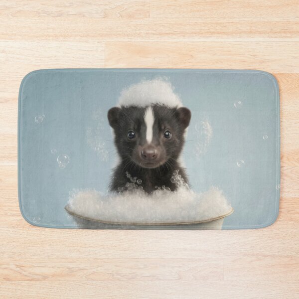 Item preview, Baby Skunk Bubble Bath Cute Nursery Bathroom Wall Art designed and sold by LazyOwlStore.