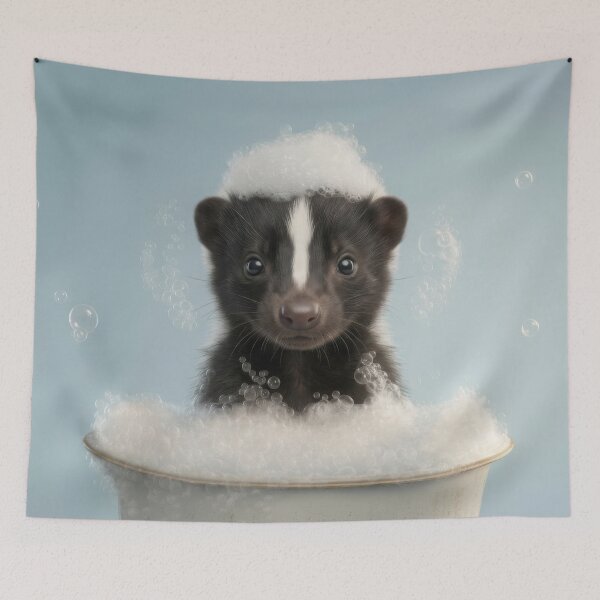 Item preview, Baby Skunk Bubble Bath Cute Nursery Bathroom Wall Art designed and sold by LazyOwlStore.