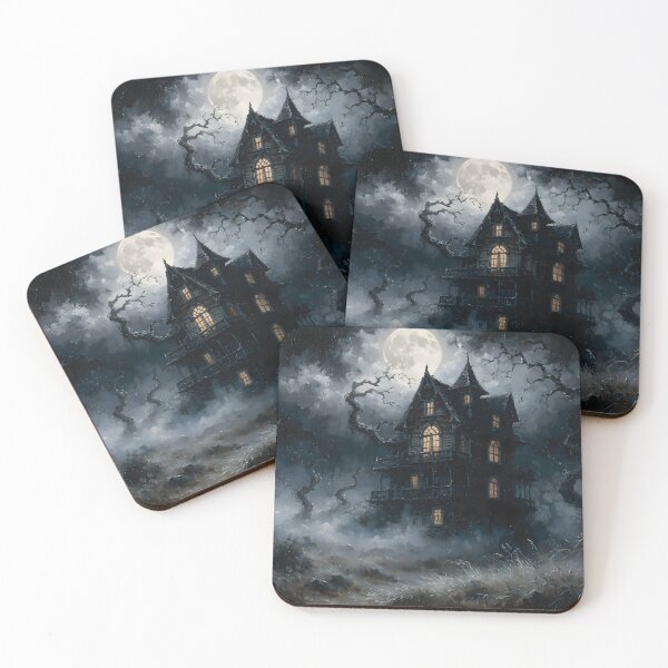 Item preview, Haunted House Full Moon Halloween Painting designed and sold by ArtAmbience.