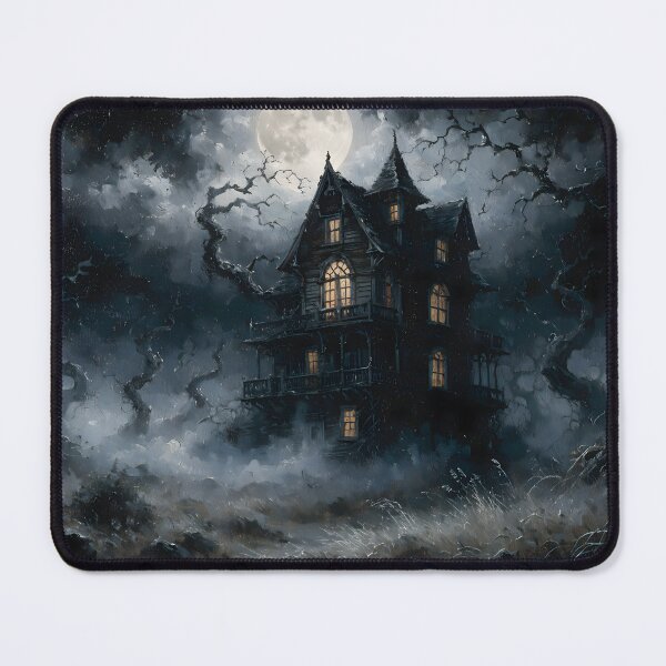Item preview, Haunted House Full Moon Halloween Painting designed and sold by ArtAmbience.