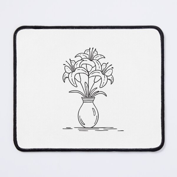 Item preview, Doodle illustration of a vase holding lily flowers designed and sold by rasagamastore.