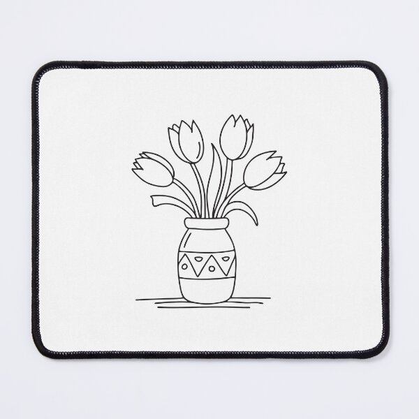 Item preview, Doodle illustration of a vase holding tulip flowers designed and sold by rasagamastore.