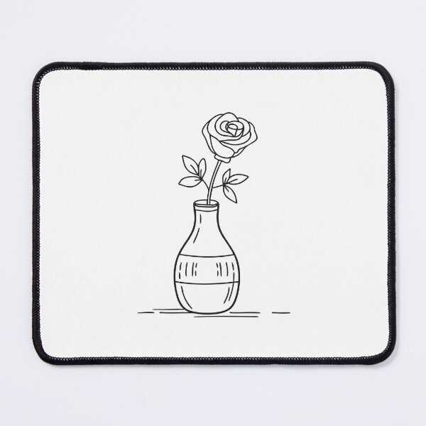 Item preview, Doodle illustration of a vase with one rose flower designed and sold by rasagamastore.