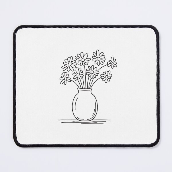 Item preview, Doodle illustration of a vase with a bunch of daisies designed and sold by rasagamastore.