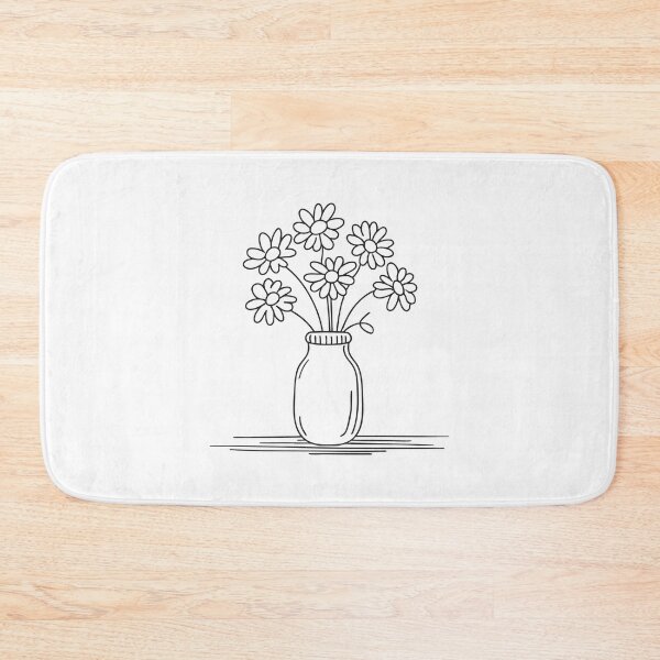 Item preview, Doodle illustration of a vase holding daisy flowers designed and sold by rasagamastore.