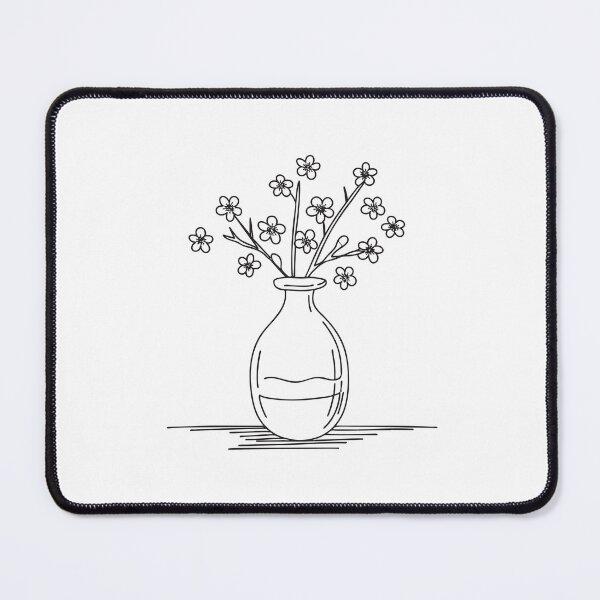 Item preview, Doodle illustration of a vase containing cherry blossom stems designed and sold by rasagamastore.