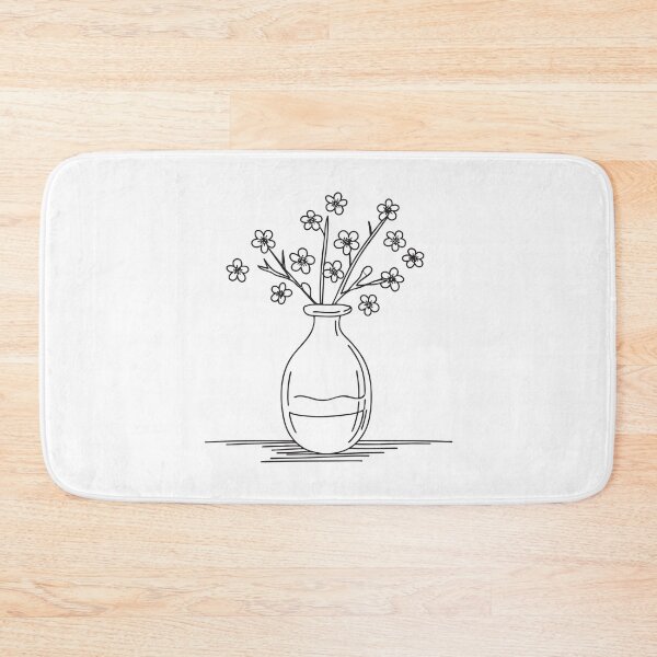 Item preview, Doodle illustration of a vase containing cherry blossom stems designed and sold by rasagamastore.