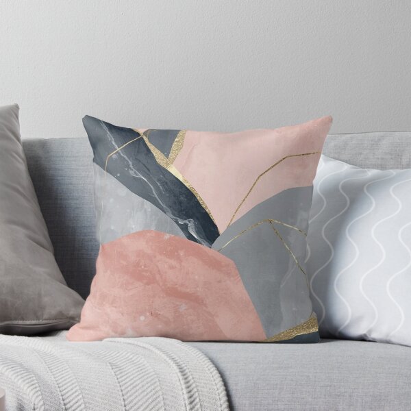 Item preview, Blush Pink & Navy Blue Marble Abstract — Gold Veins Kintsugi Fluid Art designed and sold by LYAN-STORE.