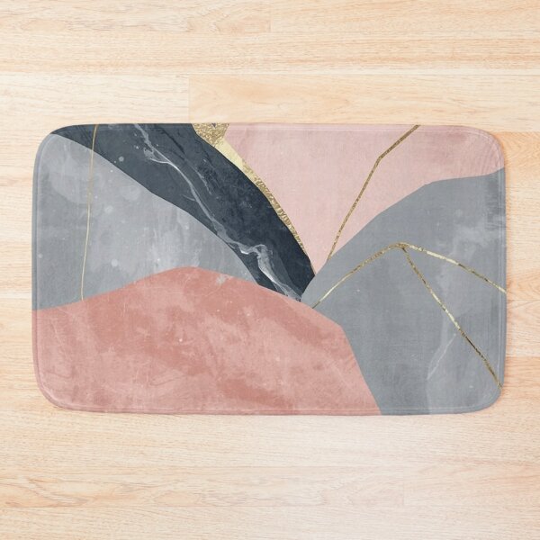 Item preview, Blush Pink & Navy Blue Marble Abstract — Gold Veins Kintsugi Fluid Art designed and sold by LYAN-STORE.