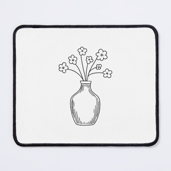 Item preview, Doodle illustration of a vase containing cherry blossom stems designed and sold by rasagamastore.