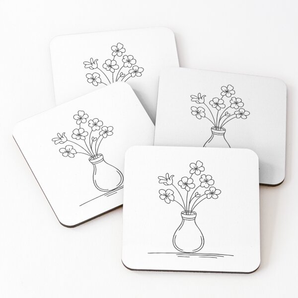 Item preview, Doodle illustration of a vase holding cherry blossom stems designed and sold by rasagamastore.
