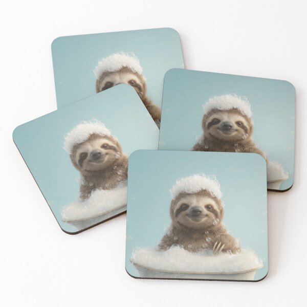 Item preview, Baby Sloth Bubble Bath Cute Nursery Bathroom Wall Art designed and sold by LazyOwlStore.