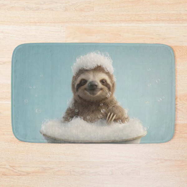 Item preview, Baby Sloth Bubble Bath Cute Nursery Bathroom Wall Art designed and sold by LazyOwlStore.