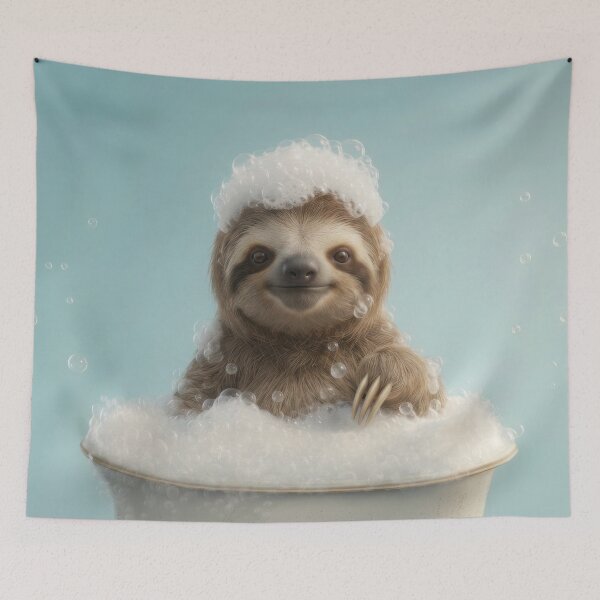 Item preview, Baby Sloth Bubble Bath Cute Nursery Bathroom Wall Art designed and sold by LazyOwlStore.